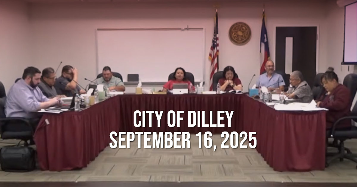 Dilley City Council — September 16, 2025: Gas Rate Hike, Legal Services Debate