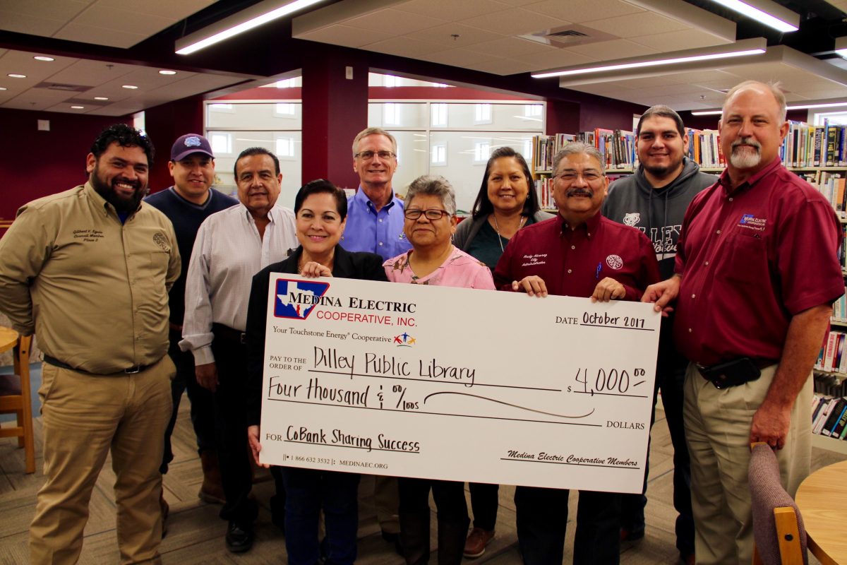 Dilley Public Library Receives $4,000 From Medina Electric and CoBank
